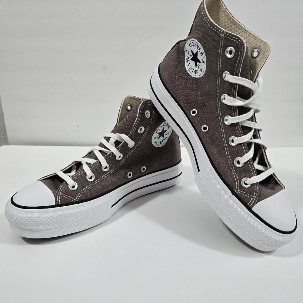 Converse All Stars Canvas Chunks Trainer  Gray High-Top Sneakers Womens Size 9.5 - Picture 2 of 16
